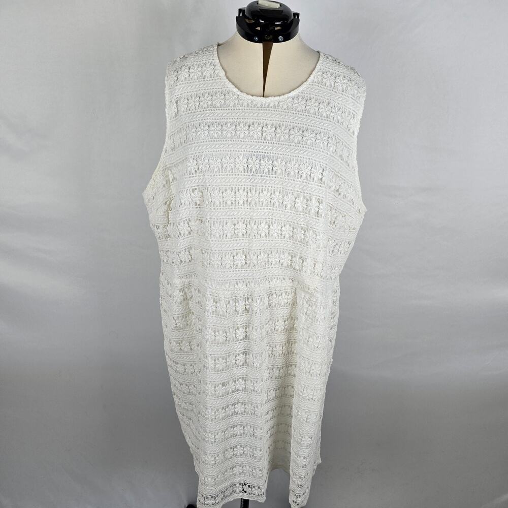 BB Dakota Dress Women's 24 White Crochet Lined Floral Sleeveless